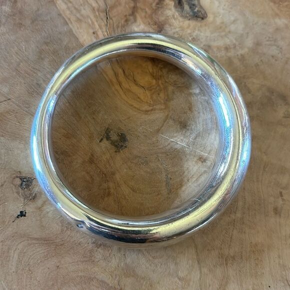 Sterling Silver Assymetrical Hollow Bangle Bracelet - Picture 2 of 7